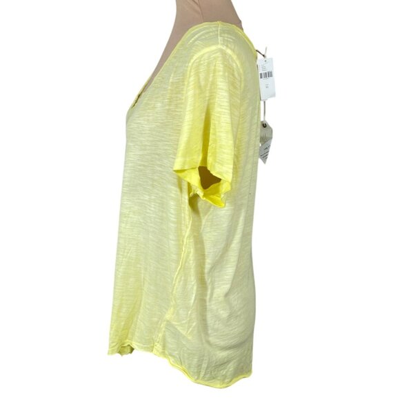New Maeve Slouchy T-Shirt Butter Yellow Burnout XL Extra Large V-Neck - Picture 2 of 7